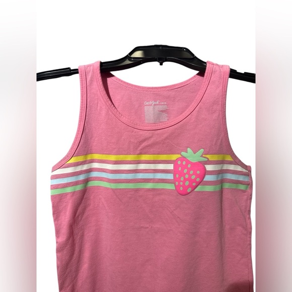 3/$20 Cat & Jack Girls Pink Strawberry Tank Top Size L 10/12 Fun Colorful Summer - Picture 2 of 4